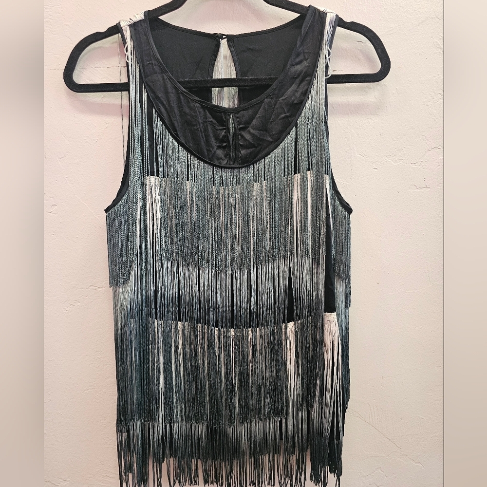 Bebe, vintage, shirt, fringe, party, dance, wedding, vacation, bohemian